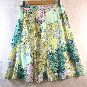 Womens Floral Midi Skirt Sz L Petite Pastel Feminine Flowy‎ Whimiscal Bloomcore